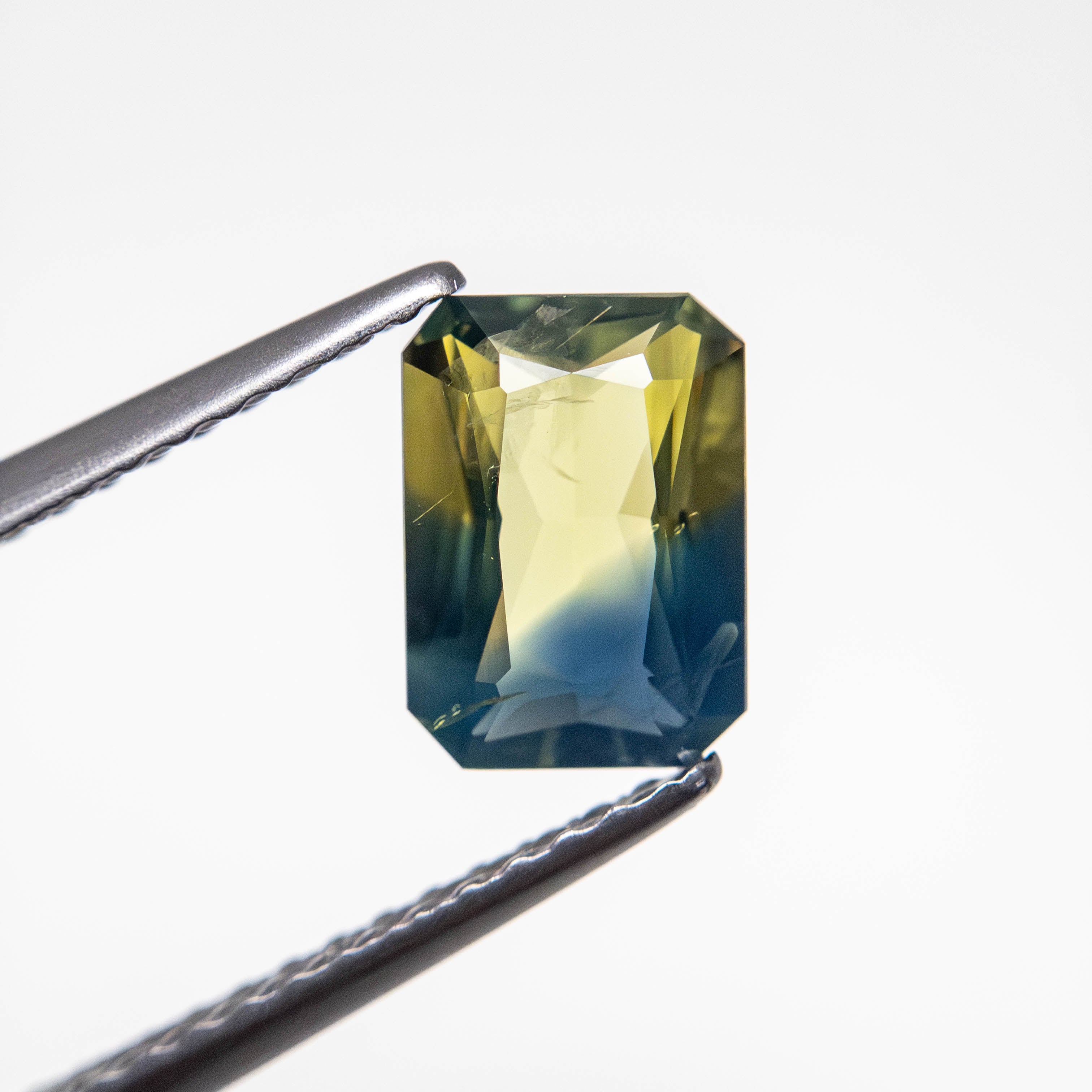 1.21ct Parti Teal-Yellow Cut Corner Rectangle Brilliant Sapphire - Lelya - bespoke engagement and wedding rings made in Scotland, UK
