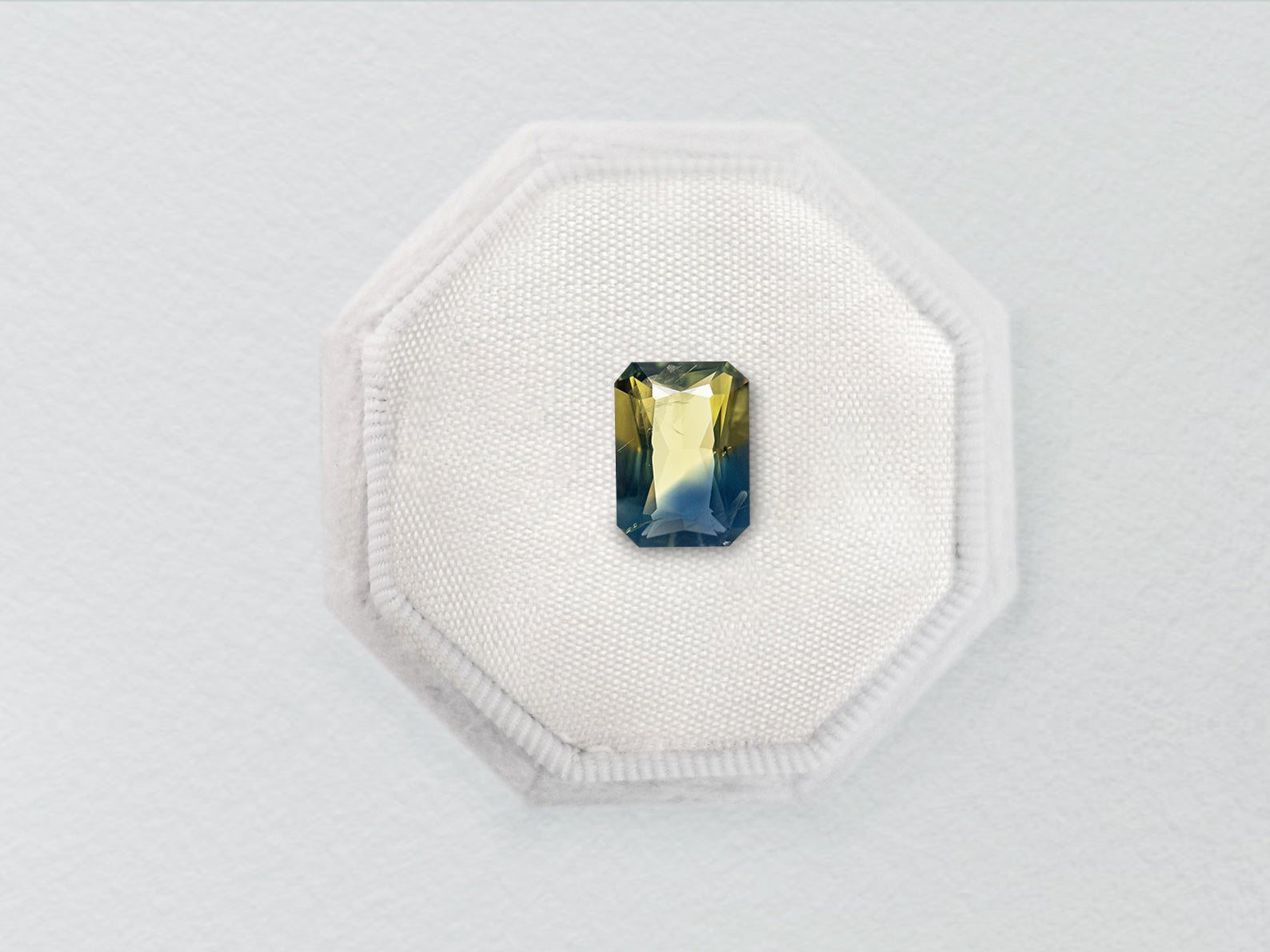 1.21ct Parti Teal-Yellow Cut Corner Rectangle Brilliant Sapphire - Lelya - bespoke engagement and wedding rings made in Scotland, UK