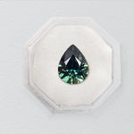 1.34ct Teal Pear Brilliant Sapphire - Lelya - bespoke engagement and wedding rings made in Scotland, UK