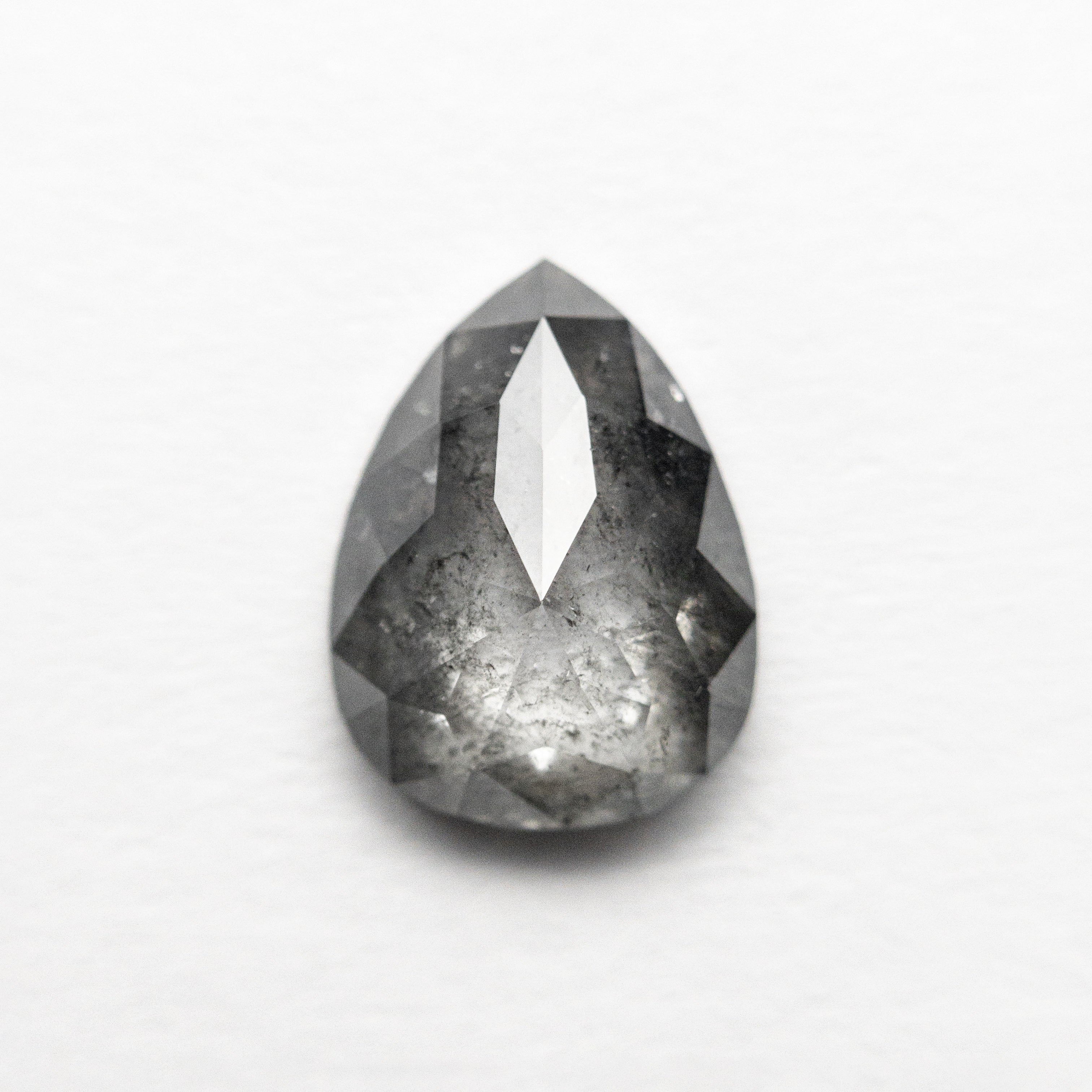 1.67ct Salt and Pepper Pear Rosecut Diamond - Lelya - bespoke engagement and wedding rings made in Scotland, UK