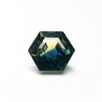 1.71ct Parti Yellow-Teal Hexagon Step Cut Sapphire - Lelya - bespoke engagement and wedding rings made in Scotland, UK