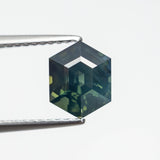 1.79ct Teal Hexagon Step Cut Sapphire - Lelya - bespoke engagement and wedding rings made in Scotland, UK