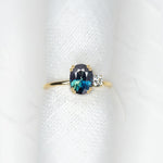1.79ct Teal Oval Brilliant Sapphire - Lelya - bespoke engagement and wedding rings made in Scotland, UK