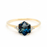 Australian Hexagon Brilliant Cut 1.06ct Blue Sapphire - Lelya - bespoke engagement and wedding rings made in Scotland, UK