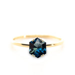 Australian Hexagon Brilliant Cut 1.06ct Blue Sapphire - Lelya - bespoke engagement and wedding rings made in Scotland, UK