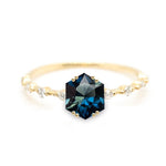 Australian Hexagon Brilliant Cut 1.06ct Blue Sapphire - Lelya - bespoke engagement and wedding rings made in Scotland, UK