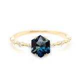 Australian Hexagon Brilliant Cut 1.06ct Blue Sapphire - Lelya - bespoke engagement and wedding rings made in Scotland, UK
