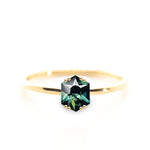 Australian Hexagon Brilliant Cut 1.28ct Teal Sapphire - Lelya - bespoke engagement and wedding rings made in Scotland, UK