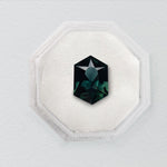 Australian Hexagon Brilliant Cut 1.71ct Teal Sapphire - Lelya - bespoke engagement and wedding rings made in Scotland, UK