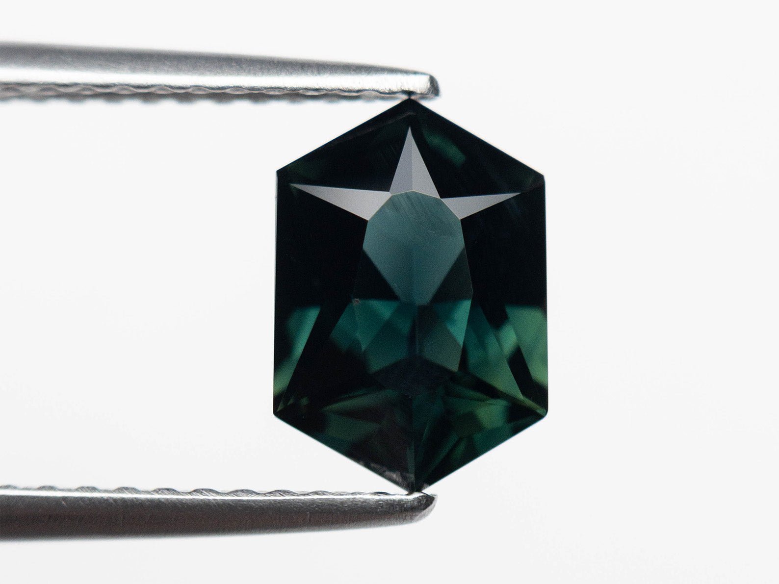 Australian Hexagon Brilliant Cut 1.71ct Teal Sapphire - Lelya - bespoke engagement and wedding rings made in Scotland, UK