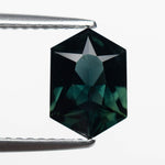 Australian Hexagon Brilliant Cut 1.71ct Teal Sapphire - Lelya - bespoke engagement and wedding rings made in Scotland, UK