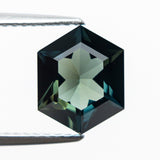 Australian Hexagon Brilliant Cut 2.27ct Teal Sapphire - Lelya - bespoke engagement and wedding rings made in Scotland, UK