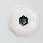 Australian Hexagon Brilliant Cut 2.27ct Teal Sapphire - Lelya - bespoke engagement and wedding rings made in Scotland, UK