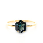 Australian Hexagon Brilliant Cut 2.27ct Teal Sapphire - Lelya - bespoke engagement and wedding rings made in Scotland, UK