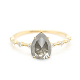 Champagne Pear Rose Cut 2.2ct Salt and Pepper Diamond - Lelya - bespoke engagement and wedding rings made in Scotland, UK