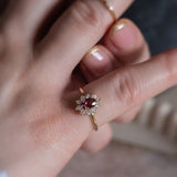 Custom 0.52ct Pink Orange Sapphire Halo Ring - Lelya - bespoke engagement and wedding rings made in Scotland, UK