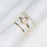 Custom 0.74ct White and Pink Tourmaline Maia Triad - Lelya - bespoke engagement and wedding rings made in Scotland, UK