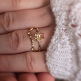 Custom 0.74ct White and Pink Tourmaline Maia Triad - Lelya - bespoke engagement and wedding rings made in Scotland, UK