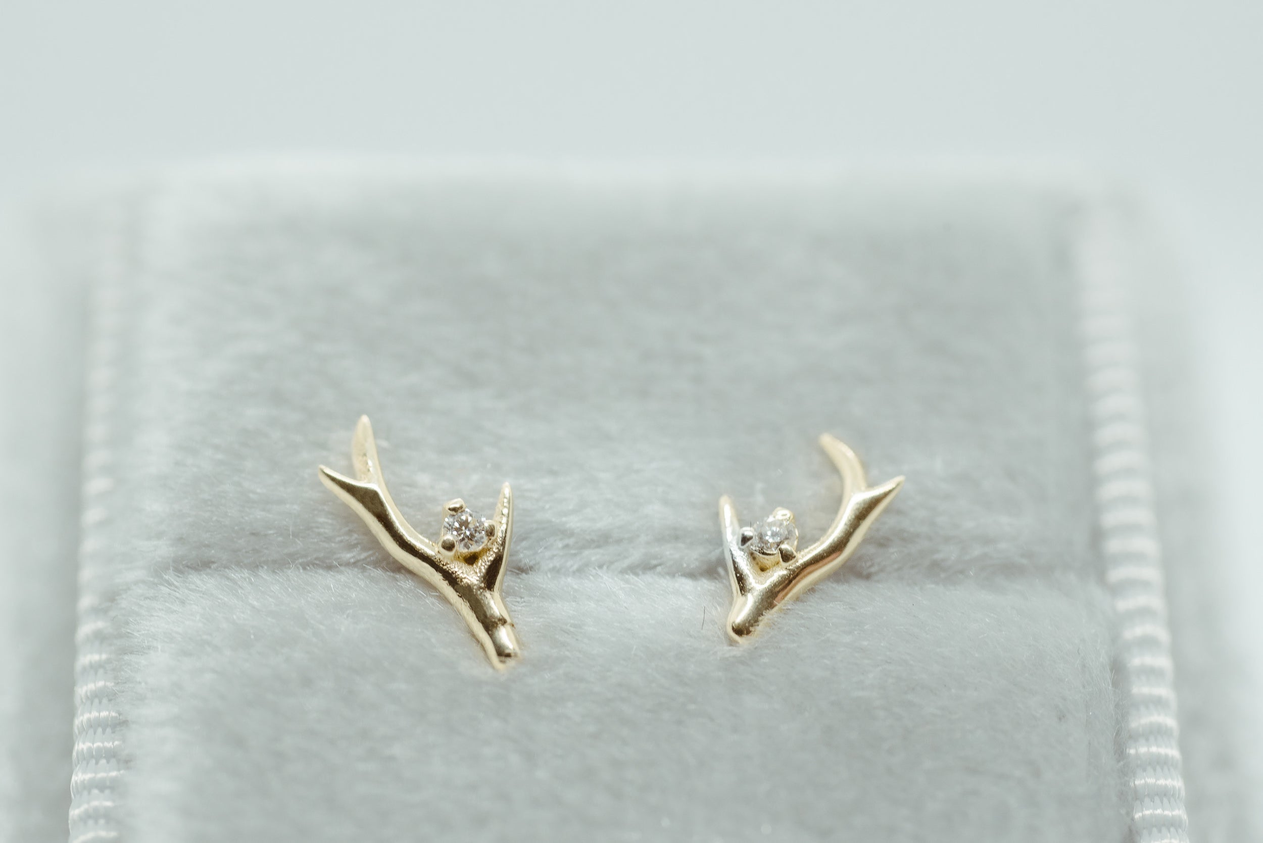 Diamond Antler Earring - Lelya - bespoke engagement and wedding rings made in Scotland, UK