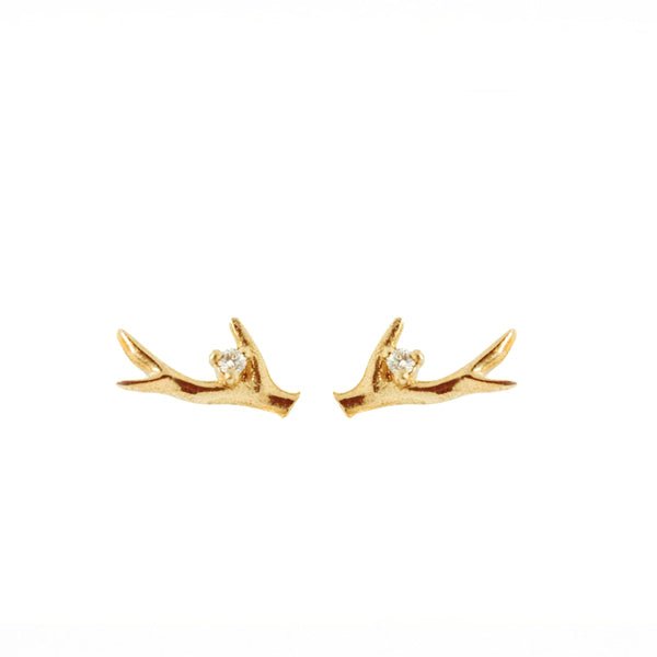 Diamond Antler Earring - Lelya - bespoke engagement and wedding rings made in Scotland, UK