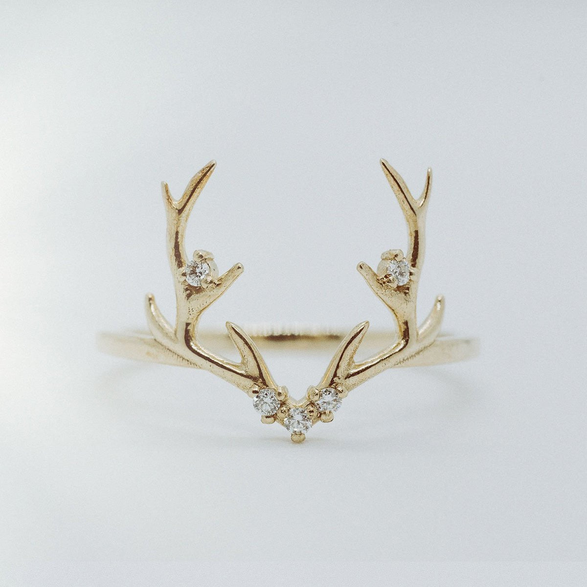 Fine band diamond antler ring - Lelya - bespoke engagement and wedding rings made in Scotland, UK