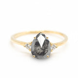 Galaxy Pear Double Cut 2.83ct Salt and Pepper Diamond - Lelya - bespoke engagement and wedding rings made in Scotland, UK