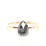 Galaxy Pear Double Cut 2.83ct Salt and Pepper Diamond - Lelya - bespoke engagement and wedding rings made in Scotland, UK