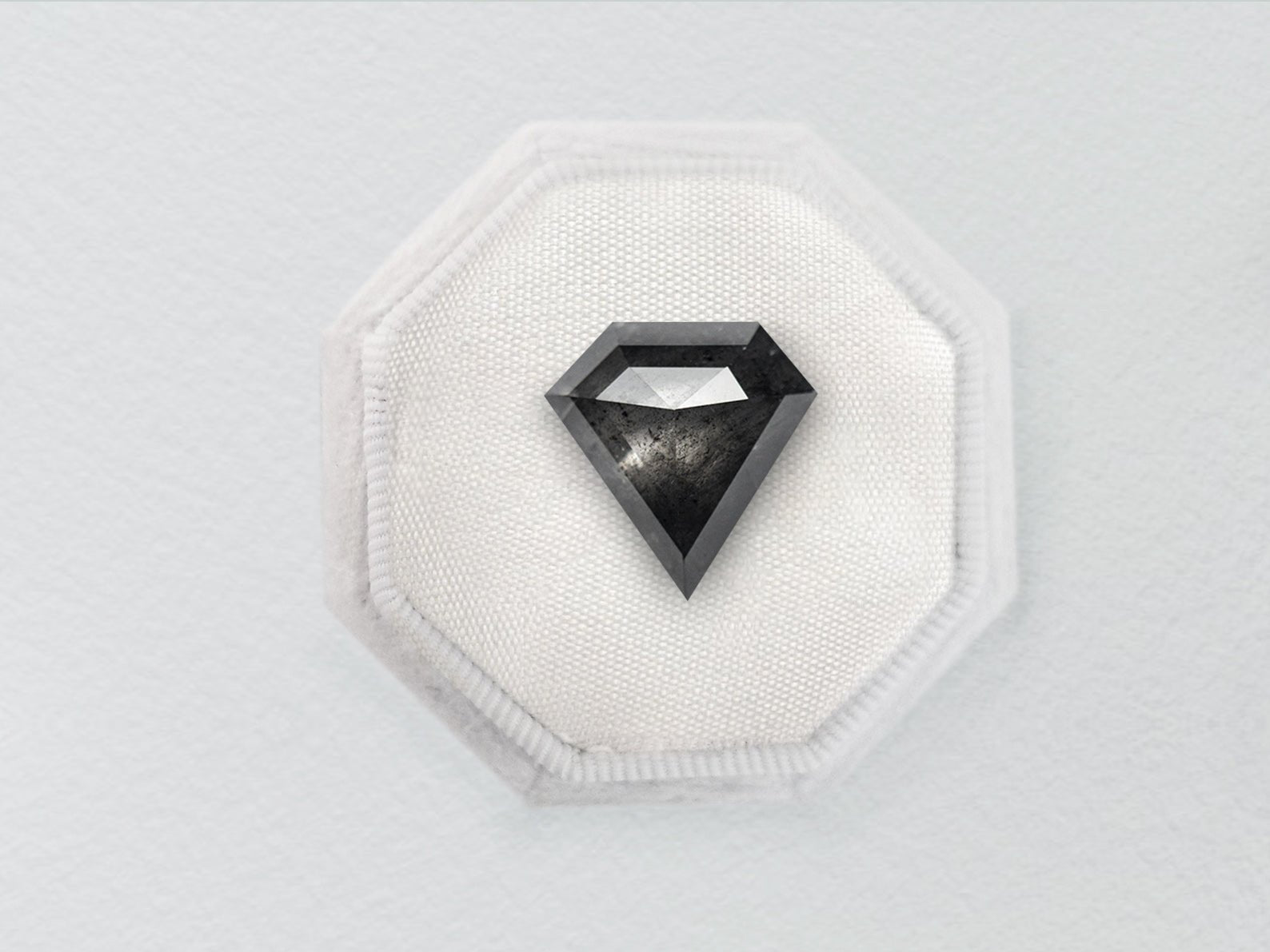Galaxy Shield Rose Cut 1.94ct Salt and Pepper Diamond - Lelya - bespoke engagement and wedding rings made in Scotland, UK