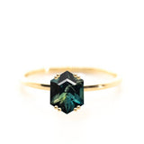 Hexagon Cut 3.02ct Teal Sapphire - Lelya - bespoke engagement and wedding rings made in Scotland, UK