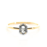 Hexagon Double Cut 0.57ct Salt and Pepper Diamond - Lelya - bespoke engagement and wedding rings made in Scotland, UK