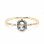 Hexagon Double Cut 0.57ct Salt and Pepper Diamond - Lelya - bespoke engagement and wedding rings made in Scotland, UK