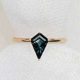 Kite Cut 1.09ct Teal Sapphire - Lelya - bespoke engagement and wedding rings made in Scotland, UK