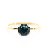 Madagascan Octagon Brilliant Cut 2.06ct Teal Sapphire - Lelya - bespoke engagement and wedding rings made in Scotland, UK