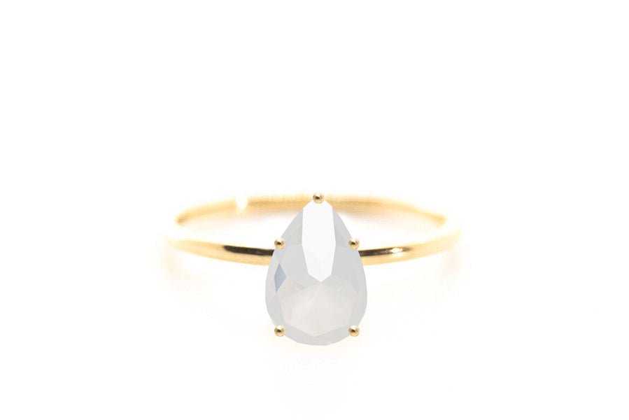 Opalescent Pear Double Cut 1.98ct Diamond - Lelya - bespoke engagement and wedding rings made in Scotland, UK
