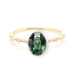 Oval Brilliant 2.42ct Teal Green Sapphire - Lelya - bespoke engagement and wedding rings made in Scotland, UK