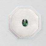 Oval Brilliant 2.42ct Teal Green Sapphire - Lelya - bespoke engagement and wedding rings made in Scotland, UK