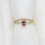 Oval Cut 0.51ct Padparadscha Sapphire Aurora Ice - Lelya - bespoke engagement and wedding rings made in Scotland, UK