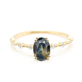 Oval Cut 0.81ct Blue and Orange Sapphire - Lelya - bespoke engagement and wedding rings made in Scotland, UK
