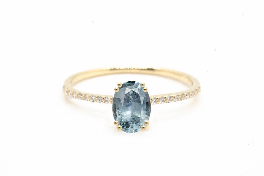 Oval Cut 1.03ct Light Blue Montana Sapphire - Lelya - bespoke engagement and wedding rings made in Scotland, UK