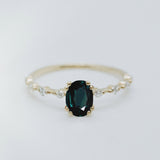 Oval Cut 1.2ct Dark Teal Sapphire - Lelya - bespoke engagement and wedding rings made in Scotland, UK