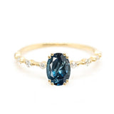Oval Cut 1.3ct Blue Montana Sapphire - Lelya - bespoke engagement and wedding rings made in Scotland, UK