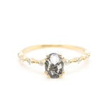 Oval Rose Cut 1.68ct Salt and Pepper Diamond - Lelya - bespoke engagement and wedding rings made in Scotland, UK