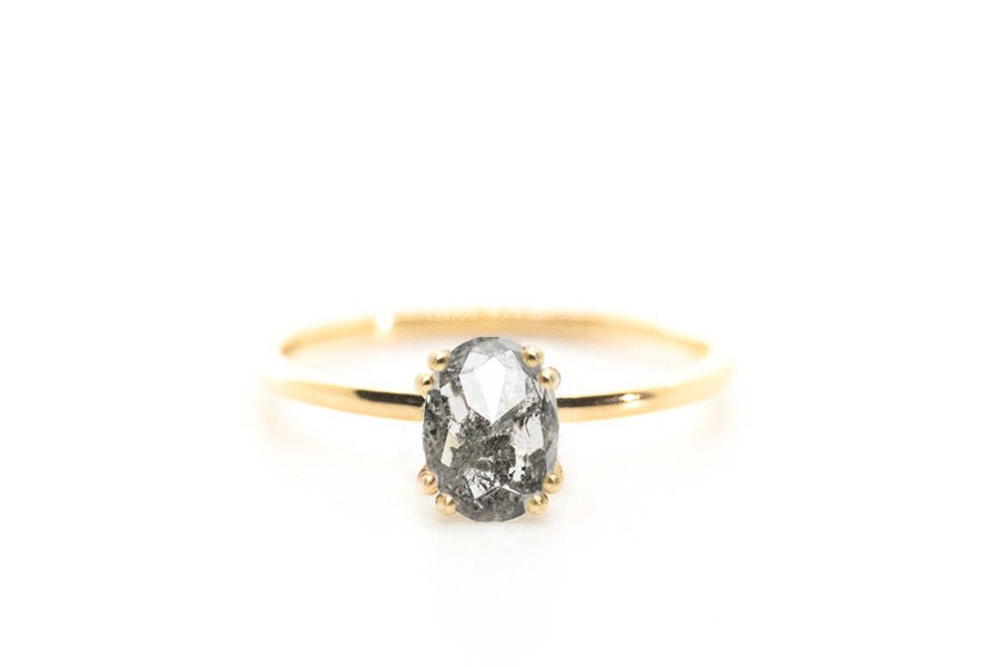 Oval Rose Cut 1.68ct Salt and Pepper Diamond - Lelya - bespoke engagement and wedding rings made in Scotland, UK