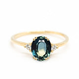 Parti Teal-Yellow 1.63ct Oval Sapphire - Lelya - bespoke engagement and wedding rings made in Scotland, UK