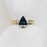 Pear 2.55ct Teal-Blue Brilliant Sapphire - Lelya - bespoke engagement and wedding rings made in Scotland, UK
