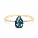 Pear Cut 1.13ct Teal Sapphire - Lelya - bespoke engagement and wedding rings made in Scotland, UK