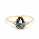 Pear Double Cut 1.16ct Salt and Pepper Diamond - Lelya - bespoke engagement and wedding rings made in Scotland, UK