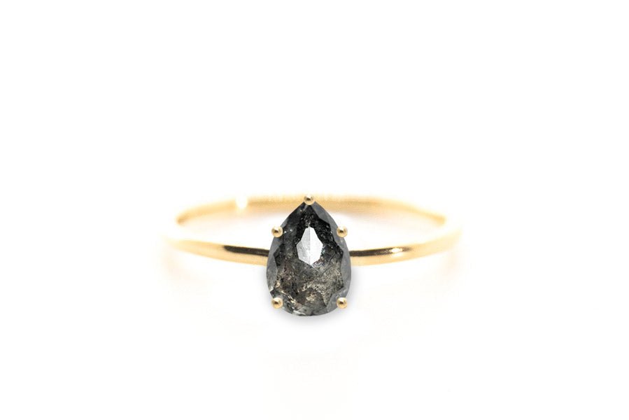 Pear Double Cut 1.16ct Salt and Pepper Diamond - Lelya - bespoke engagement and wedding rings made in Scotland, UK