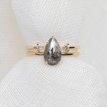 Pear Rose Cut 3.02ct Salt and Pepper Diamond - Lelya - bespoke engagement and wedding rings made in Scotland, UK