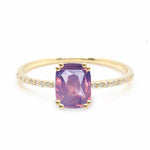 Pink-Purple Cushion Brilliant 2.05ct Sri-Lankan Sapphire - Lelya - bespoke engagement and wedding rings made in Scotland, UK